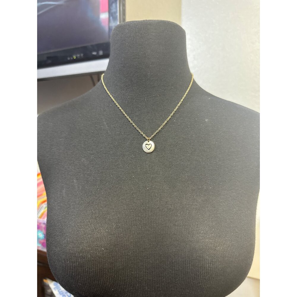 Silver Heart Medallion Pendant Necklace 16 - 19 inch